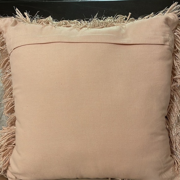 Fluffy Pink and Glitter String Square Throw Pillow - Picture 3 of 4